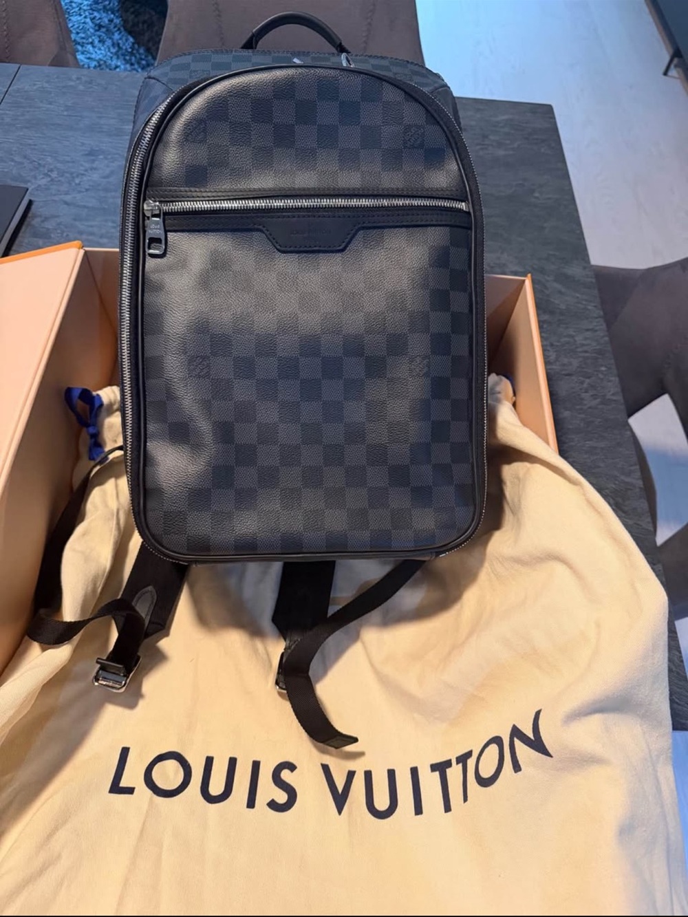 Louis Vuitton Damier Graphite Checkerboard Backpack in Black
